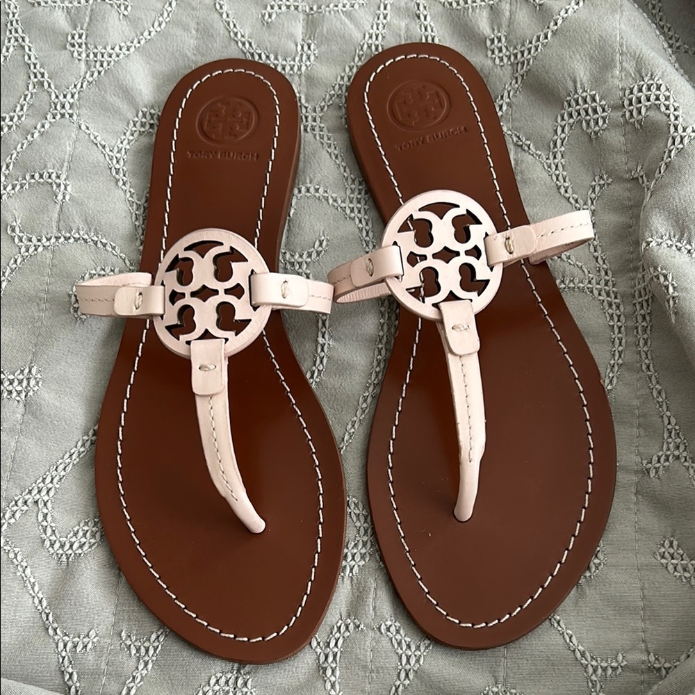 Tory Burch Pink and Brown Sandals Elegant Summer Style
